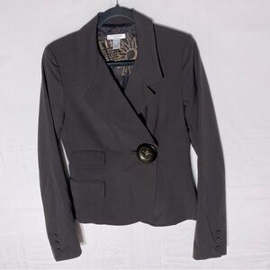 Vintage Y2K Citrine Brown One Button Blazer 6 Career Wear Secretary Librarian